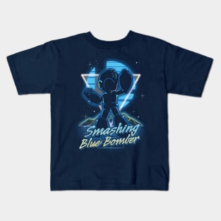 Retro Smashing Blue Bomber Kids T-Shirt